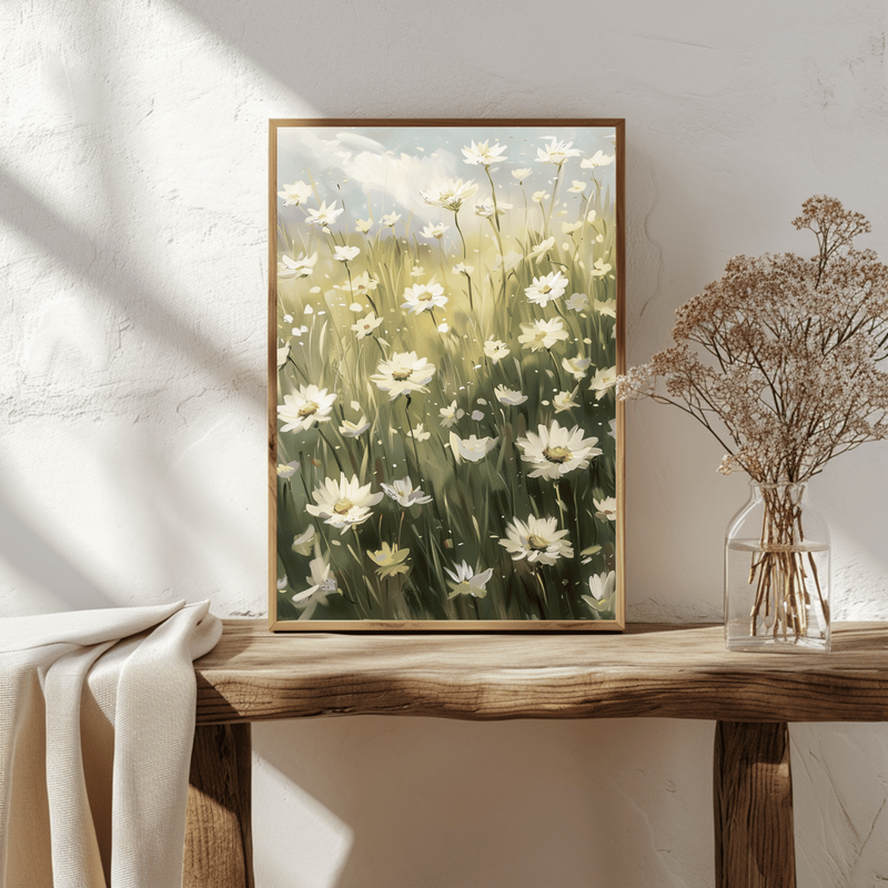 Highlight image 2 for ART PRINTABLE WHITE DAISIES - AESTHETIC PAINTIG - WALL DECOR
