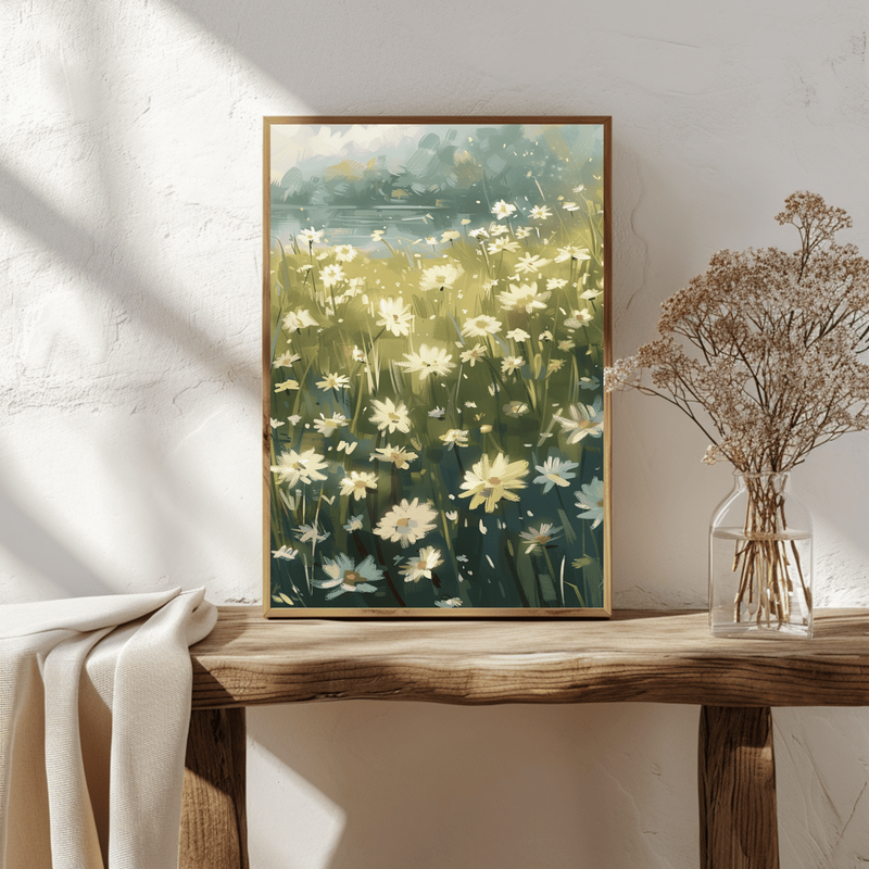 Highlight image 3 for ART PRINTABLE WHITE DAISIES - AESTHETIC PAINTIG - WALL DECOR