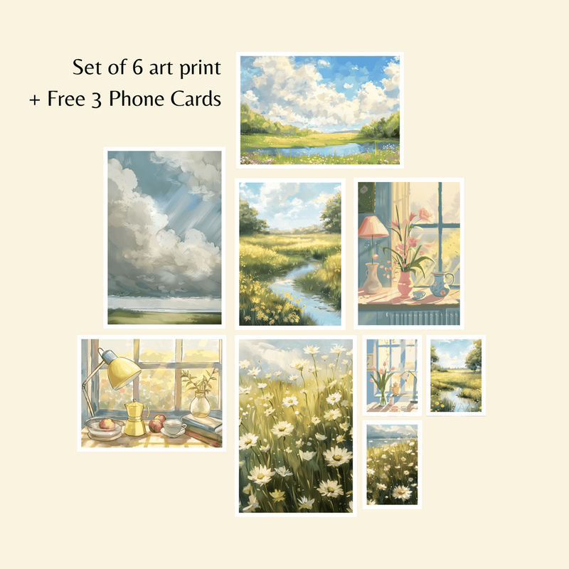 Highlight image 1 for Save more with 9 sets of art print package aesthetic summer series 😊