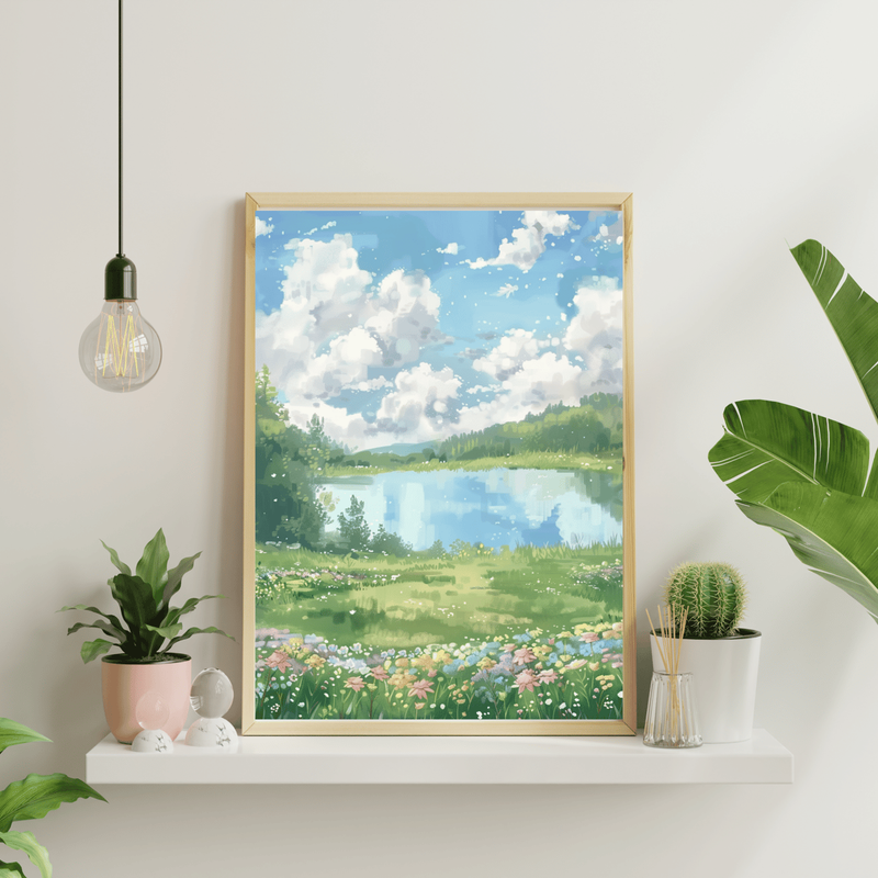 Highlight image 2 for ART PRINT A LAKE IN THE DISTANCE - WALL DECOR - AESTHETIC ART PRINT