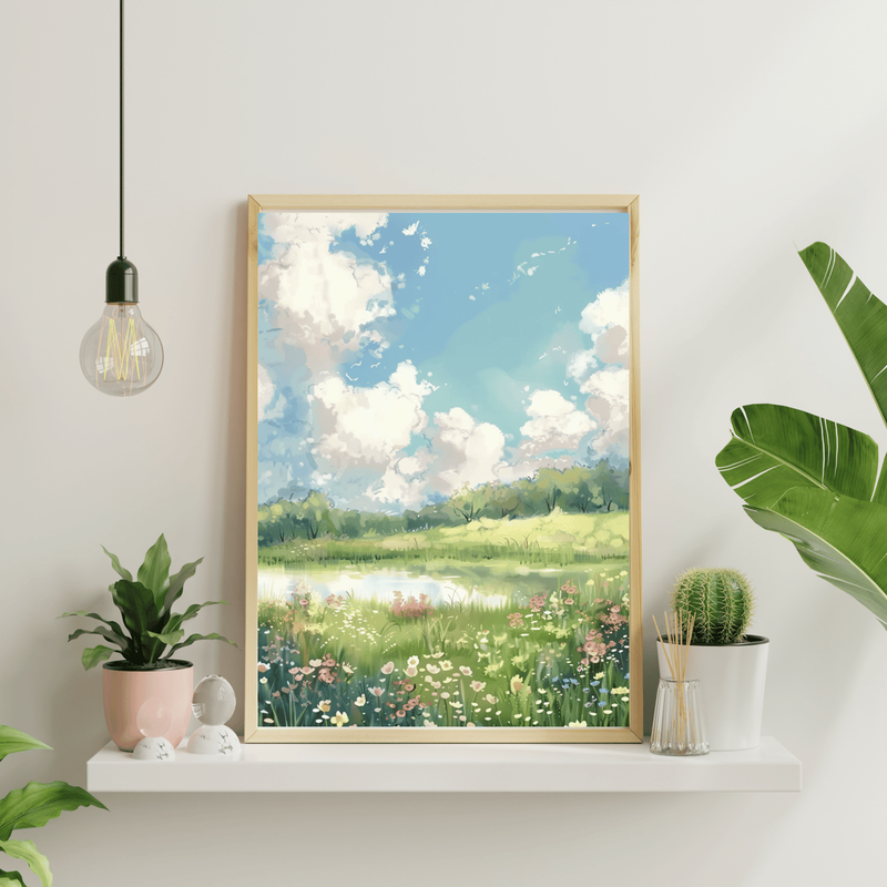 Highlight image 3 for ART PRINT A LAKE IN THE DISTANCE - WALL DECOR - AESTHETIC ART PRINT