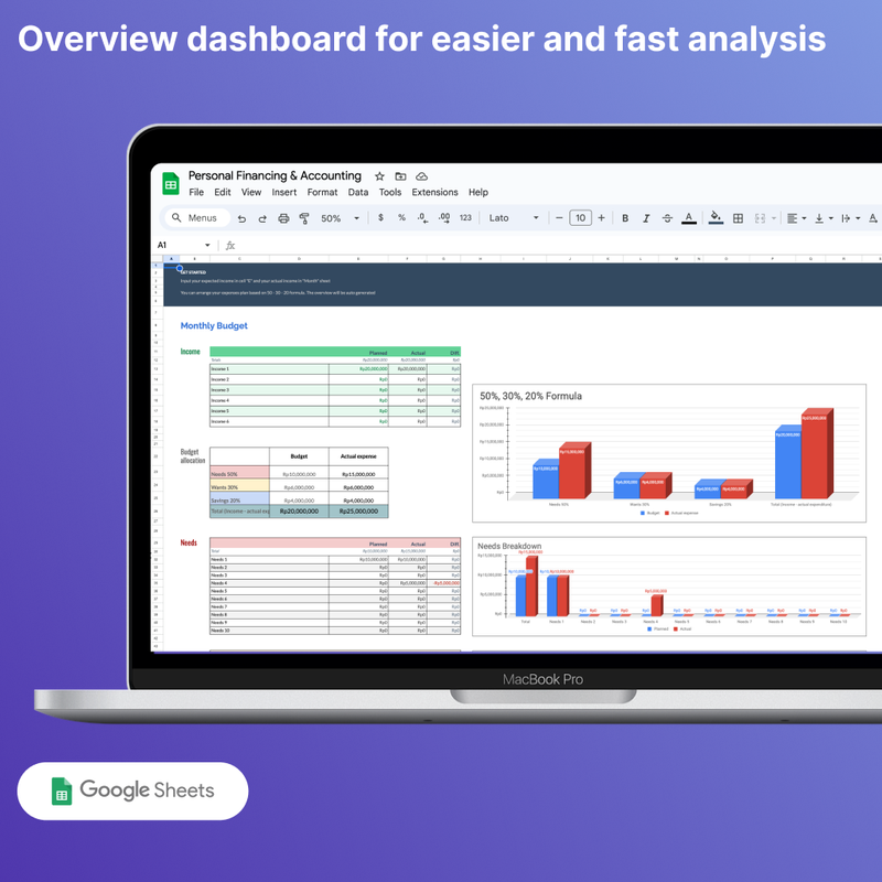Highlight image 4 for Template spreadsheet personal budgeting dan pencatatan keuangan sederhana mudah digunakan
