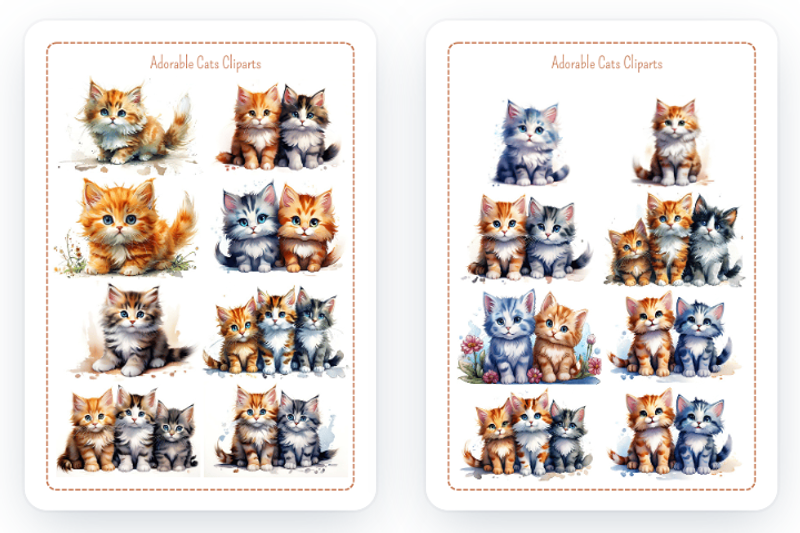 Highlight image 1 for Adorable Cats Cliparts