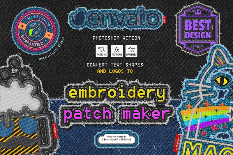 Highlight image 1 for Embroidery Patch Maker Photoshop Action