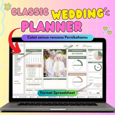 image for Template Spreadsheet Classic Wedding Planner tinggal pakai button