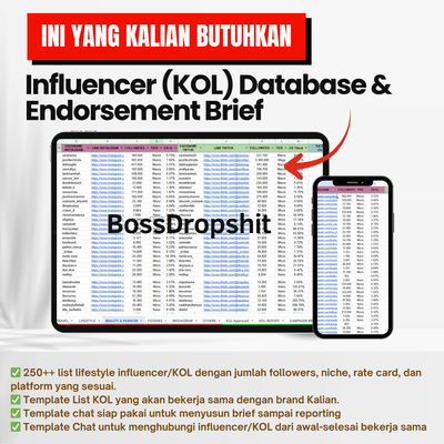 image for Template Spreadsheet Influencer Marketing Full Kit dan Endorsement Key Opinion Leader (KOL) button