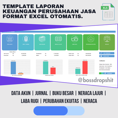 image for No 024 Template Laporan Keuangan Perusahaan Jasa Otomatis Format Excel button