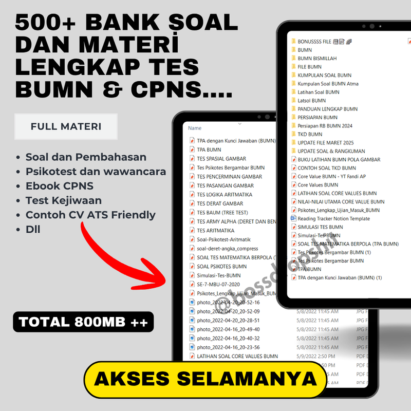 Highlight image for BANK SOAL DAN MATERI TEST BUMN DAN CPNS FULL 