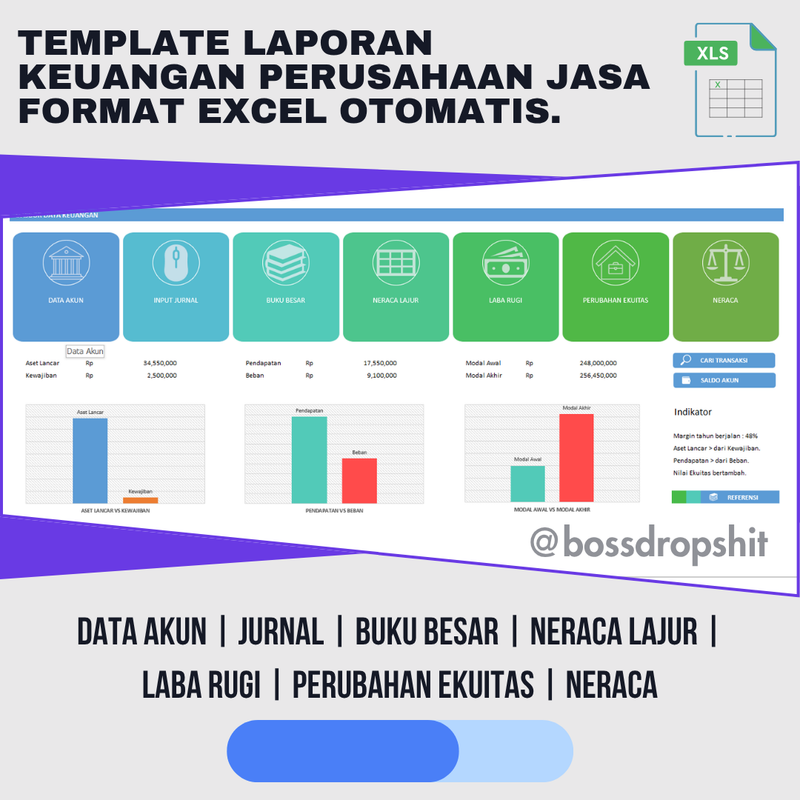 Highlight image for Template Laporan Keuangan Perusahaan Jasa Otomatis Format Excel