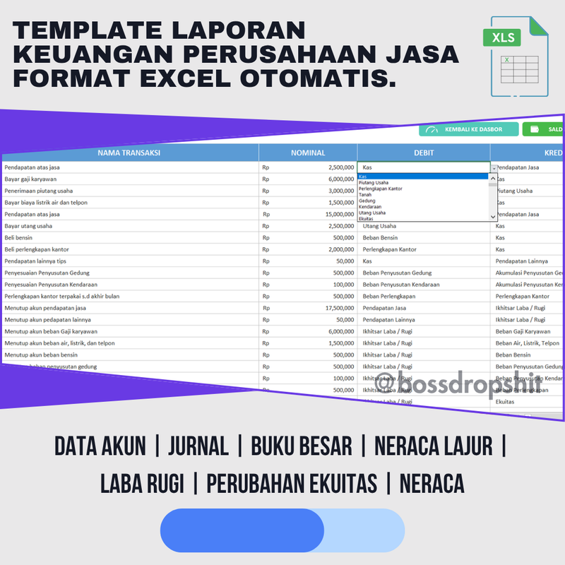 Highlight image for Template Laporan Keuangan Perusahaan Jasa Otomatis Format Excel