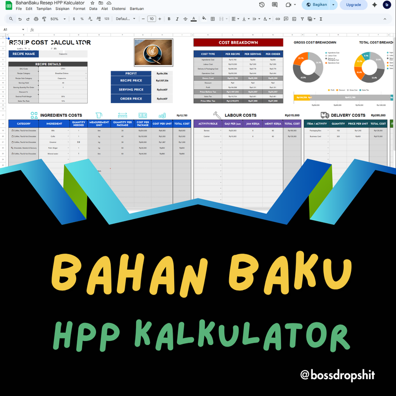 Highlight image for Template Spreadsheet Bahan Baku Hpp kalkulator