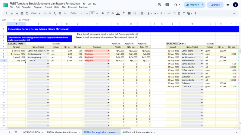 Highlight image for FREE Template Stock Update dan Report Pemasukan