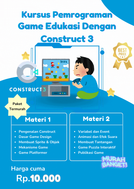Highlight image 1 for Kursus Pemrograman Game Edukasi dengan Construct3