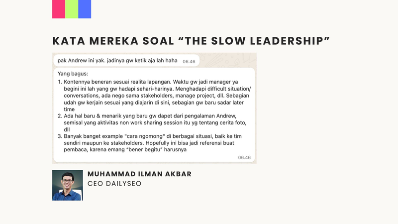 Highlight image 2 for [E-Book] The Slow Leadership by Andrew Prasatya 📚