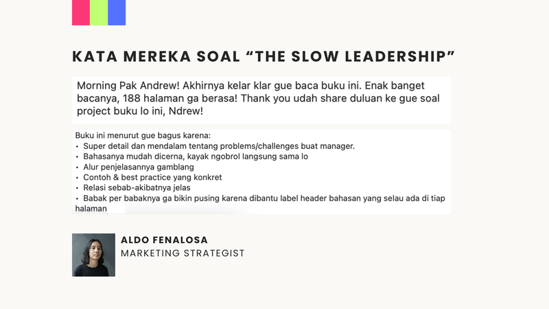 Highlight image 5 for [E-Book] The Slow Leadership by Andrew Prasatya 📚