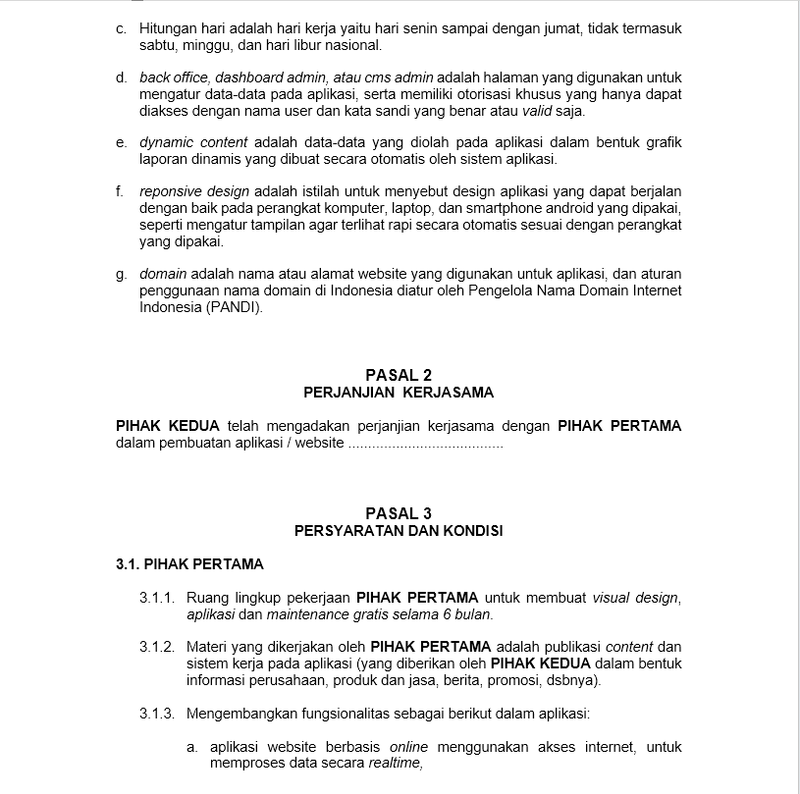 Highlight image for Template MOU/Kerjasama Freelancer Website 