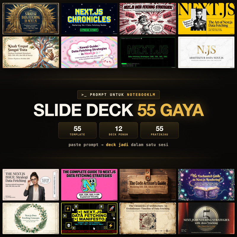 Highlight image for 55 Template Prompt Slide Deck NotebookLM + 12 Contoh Deck