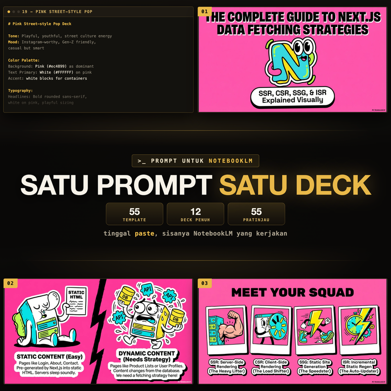 Highlight image for 55 Template Prompt Slide Deck NotebookLM + 12 Contoh Deck