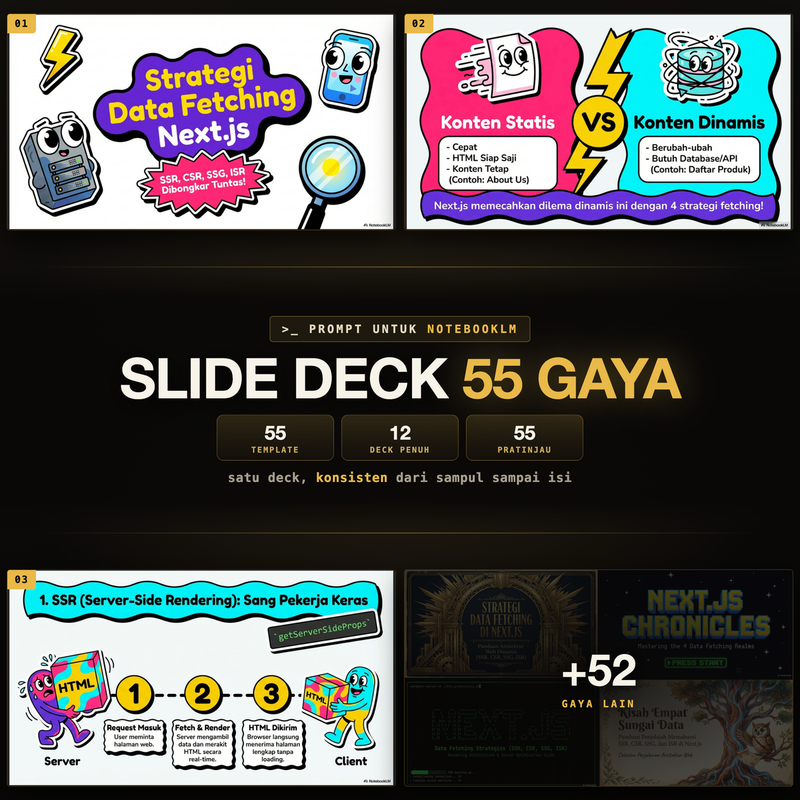Highlight image for 55 Template Prompt Slide Deck NotebookLM + 12 Contoh Deck