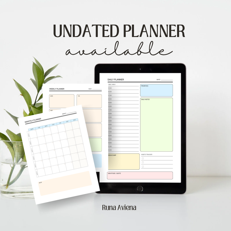 Highlight image for Undated 30 Days Planner Digital Printable Journal