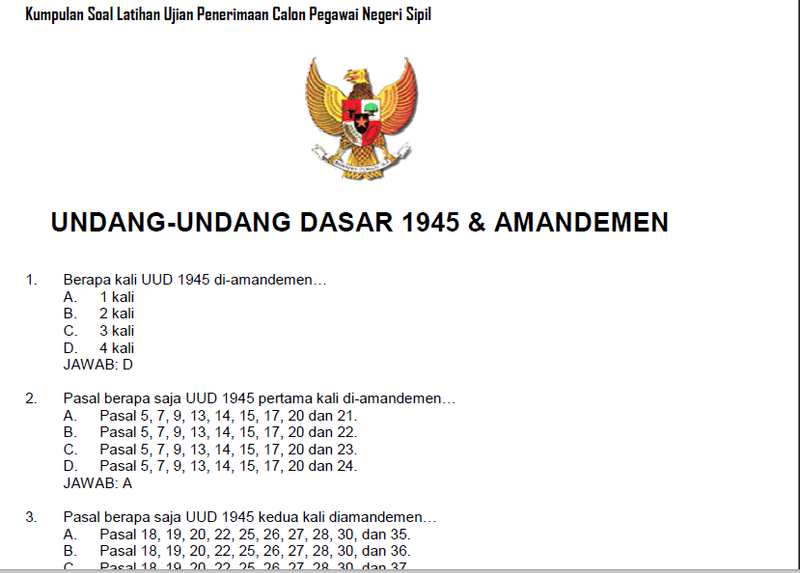 Highlight image 1 for Soal UUD 45 dan Amandemen