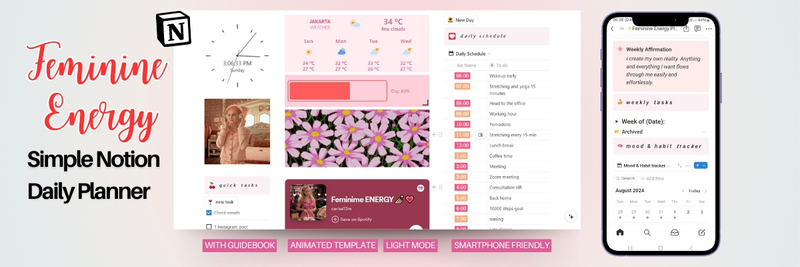 Highlight image for Feminine Energy Daily Planner Notion Template