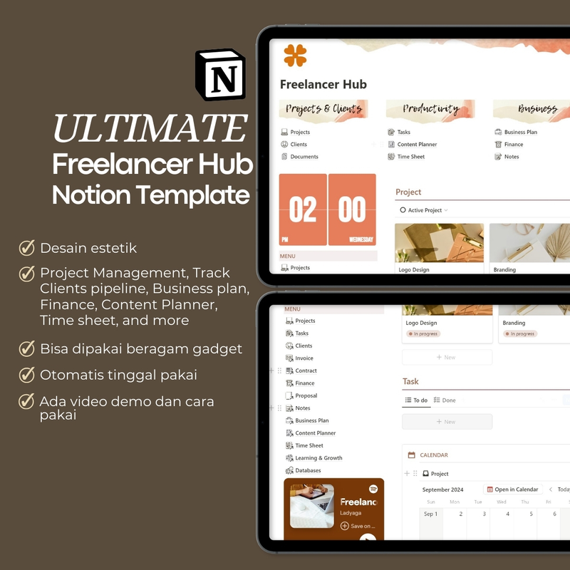 Highlight image for Template Notion Ultimate Freelance Dashboard | Management Tools