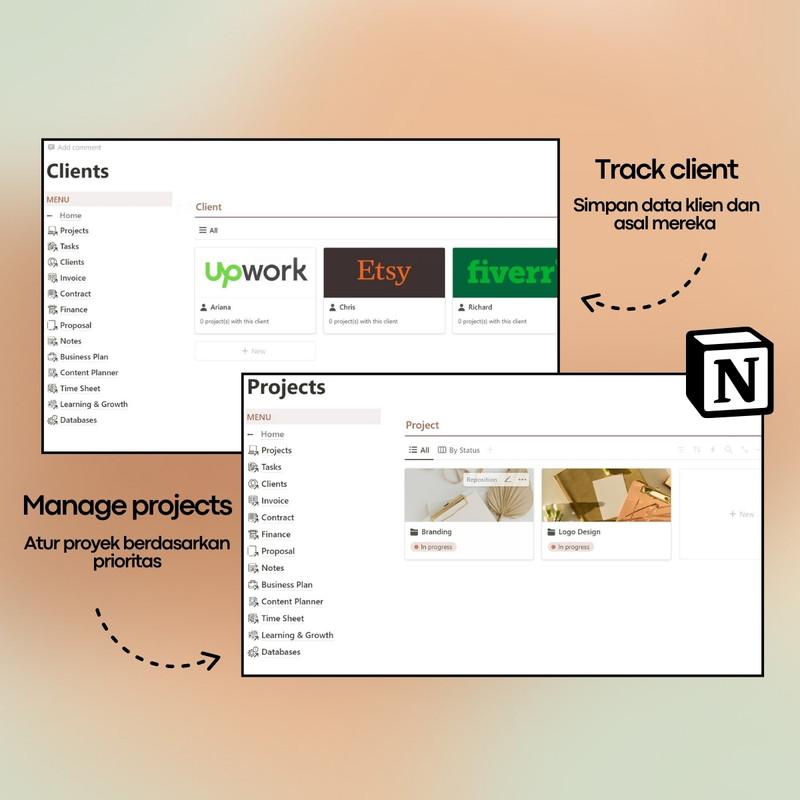 Highlight image for Template Notion Ultimate Freelance Dashboard | Management Tools