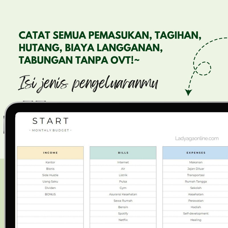 Highlight image for Template Spreadsheet Atur Keuangan Bulanan Rumah Tangga | Single | Monthly Budget