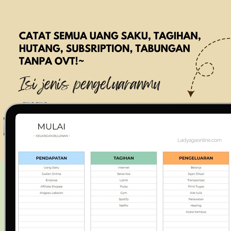 Highlight image for Template Spreadsheet Atur Keuangan Mahasiswa | Monthly Budget Tracker