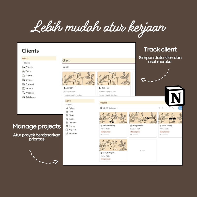 Highlight image for Template Notion Freelancer Hub Starter | Project Management