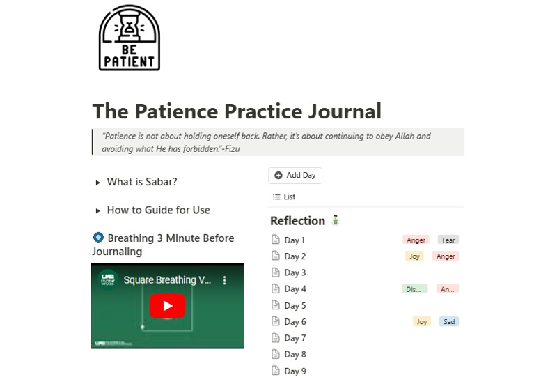 Highlight image for Jadikan hidupmu tenang dengan Jurnal Sabar & Syukur | Notion Template