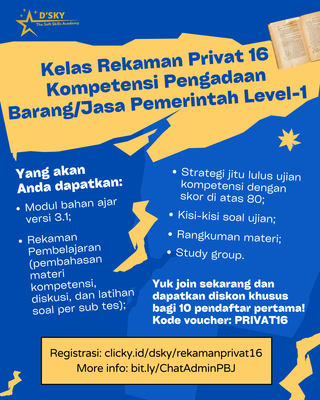 image for Kelas Rekaman Pengadaan Barang/Jasa Pemerintah Level-1 button