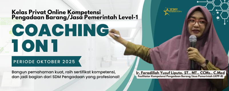 Highlight image for KELAS PRIVAT ONLINE 1 0N 1 KOMPETENSI PENGADAAN BARANG/JASA PEMERINTAH LEVEL-1 (BERDASARKAN PERPRES NO. 46 TAHUN 2025)