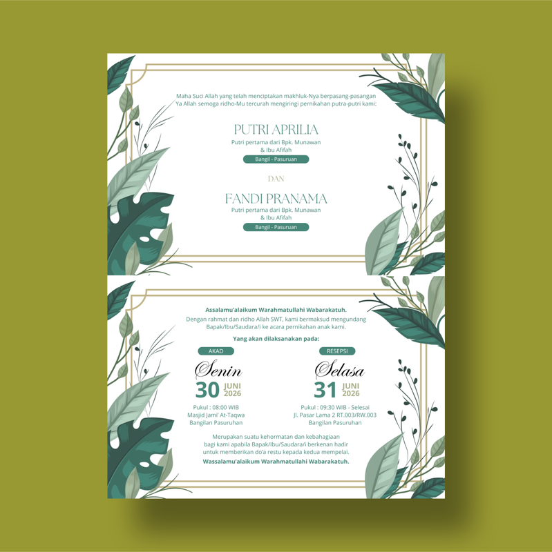 Highlight image for Template Undangan Pernikahan Digital A4 – Desain Premium & Siap Cetak