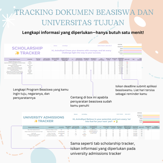 Tracking Dokumen Beasiswa dan Univ Tujuan Kamu