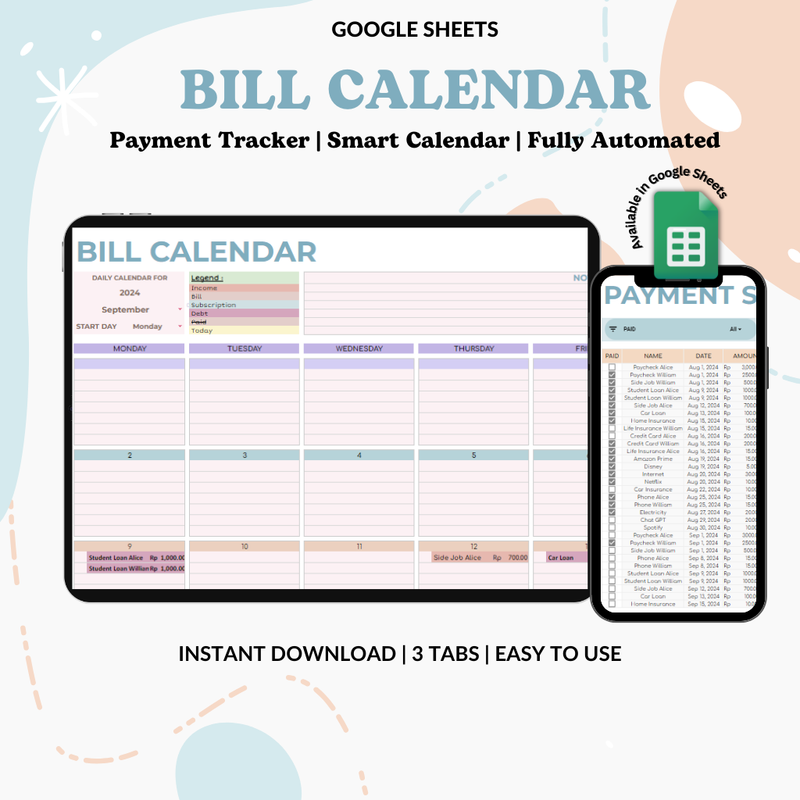 Highlight image for Template Google Sheet Bill Calendar: Membantu kamu sebagai remainder pembayar tagihan seperti netflix, spotify, dll