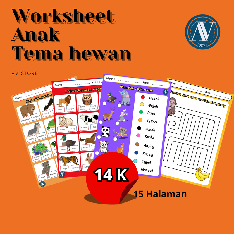 Highlight image for Worksheet anak mengenal huruf tema Hewan