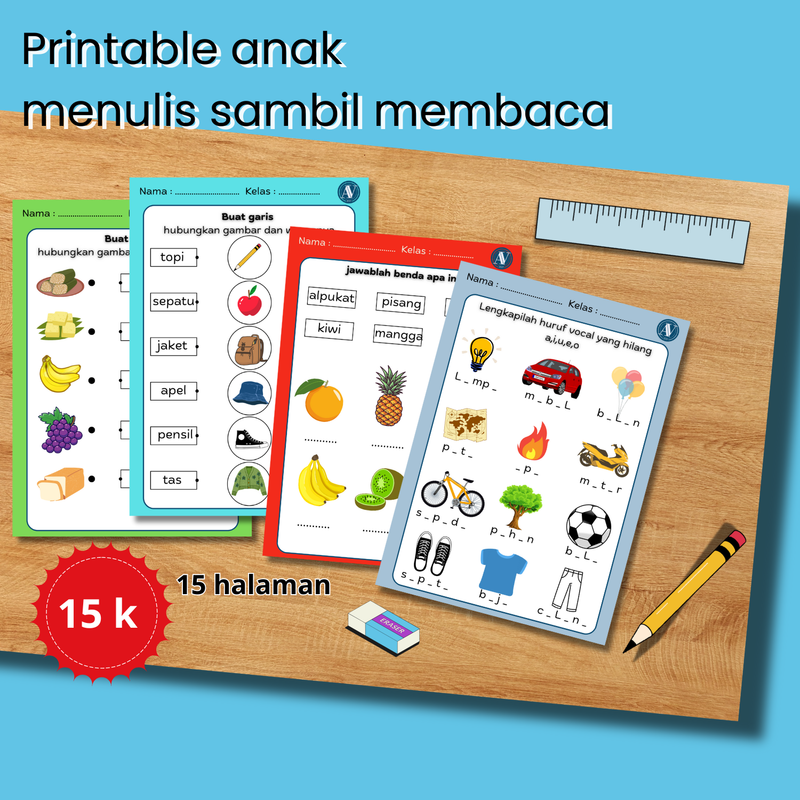 Highlight image for Worksheet / printtable anak menulis sambil membaca