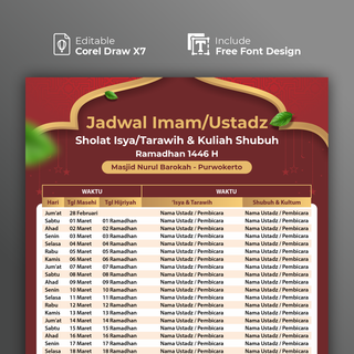 image for (Editable) TEMPLATE JADWAL IMAM TARAWIH - RED button