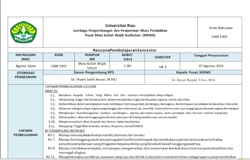 Highlight image for RPS PENDIDIKAN AGAMA ISLAM (UNRI 2024)