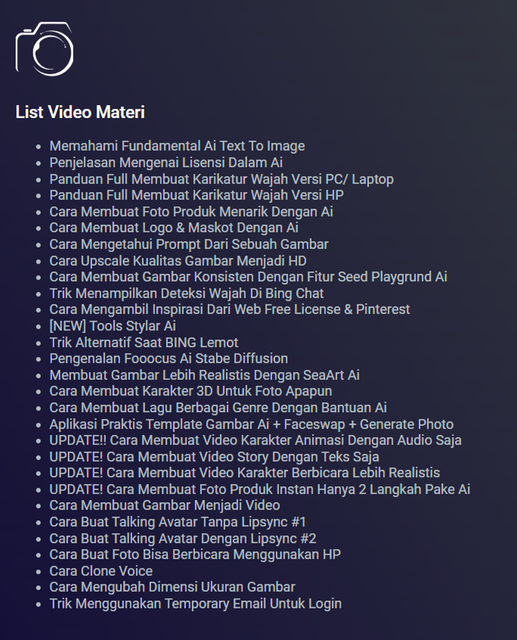 Daftar Materi Kelas Visual AI