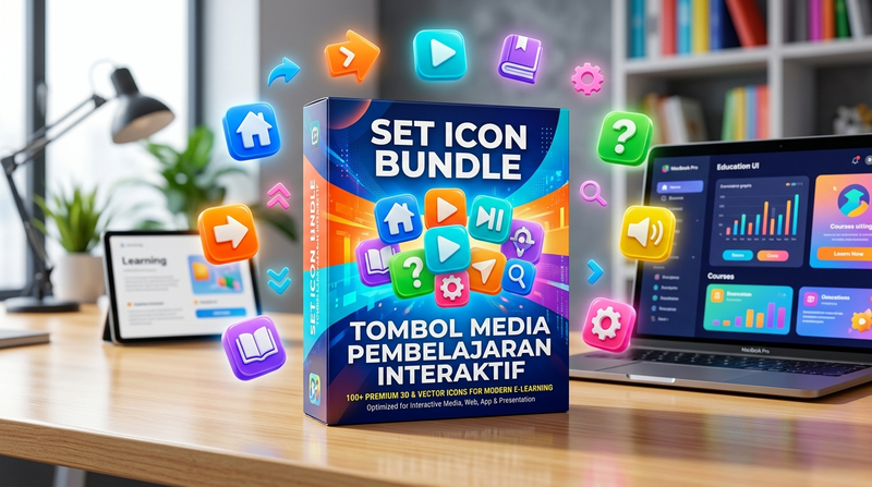 Highlight image for 50+ Set Icon Bundle Tombol Media Pembelajaran Interaktif Siap Pakai Lisensi Personal