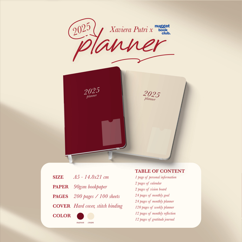 Highlight image 1 for 2025 Digital Planner - Xaviera Putri x Nugget Book Club - Dated Monthly Weekly Vision Gratitude Journal