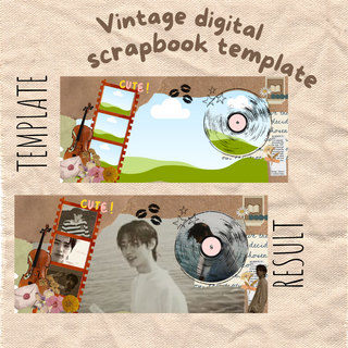 image for VIntage scrapbook digital button