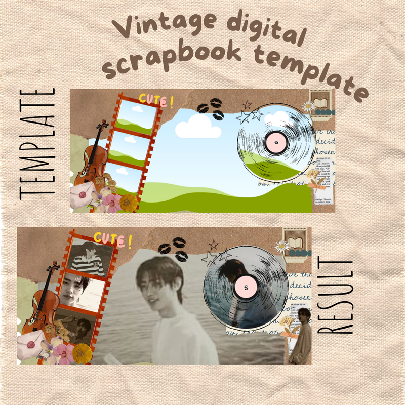 Highlight image for vintage digital scrapbook |template on canva|