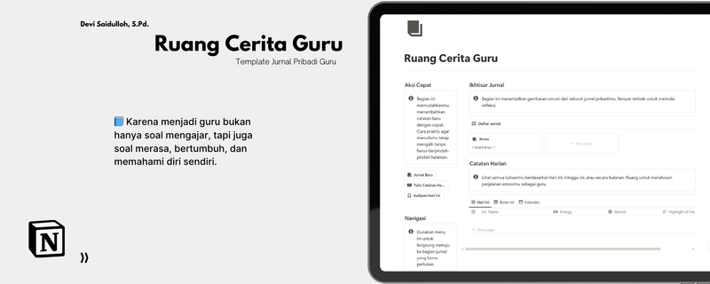 Highlight image 1 for ✨ Ruang Cerita Guru — Template Jurnal Pribadi Guru