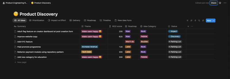 Highlight image for Product Engineering Roadmap | Product Discovery | Notion Template