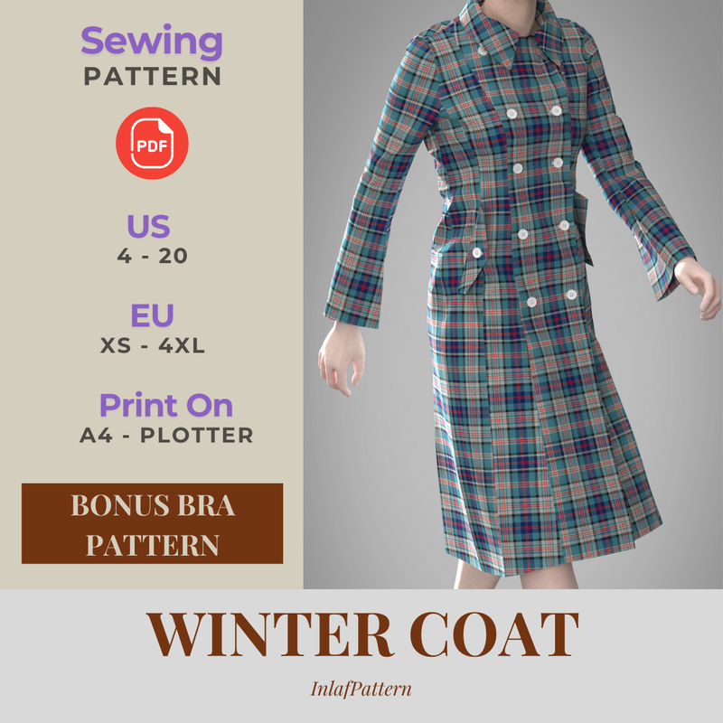 Highlight image 1 for Winter Coat Sewing Pattern Women PDF | Coat Pattern | Long Coat PDF Pattern | Jacket Sewing Pattern | Women Coat