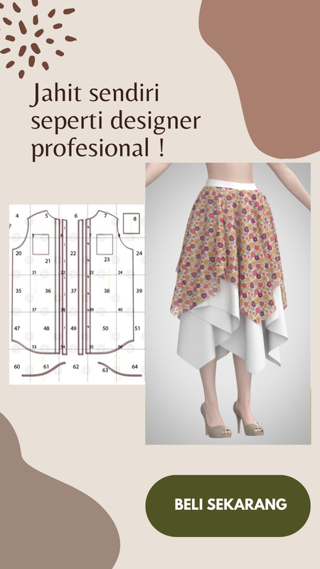 Highlight image for Pola Skirt rok Wanita rumbai #2508